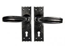 Black Malleable Iron Handles on Backplate. Lock type 146mm x 39mm