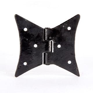 Black Malleable Iron Cupboard Hinge in a  Butterfly Style, from Black Dragon Hardware.